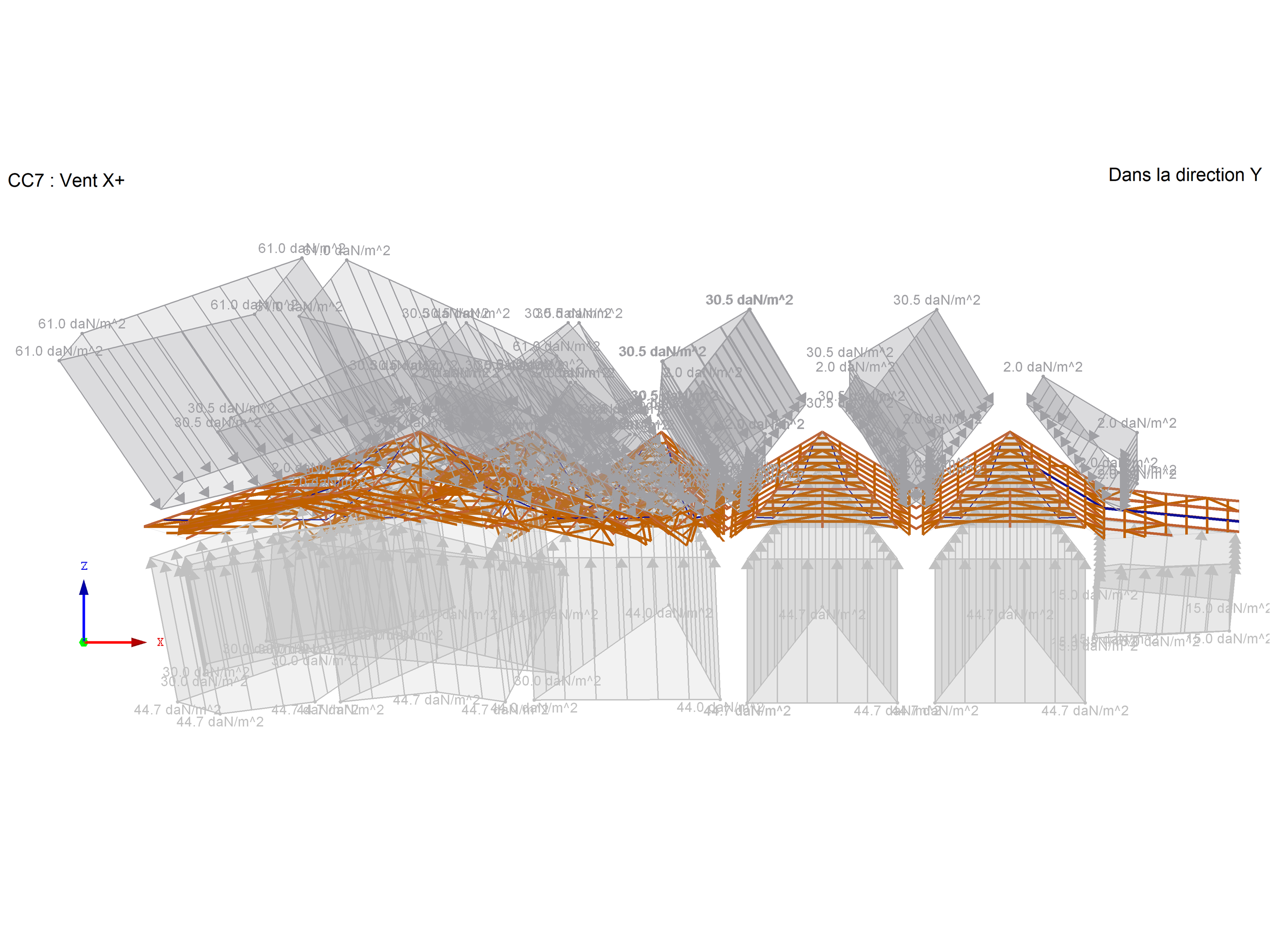 Carga de viento en dirección Y (© LCA Construction Bois)
