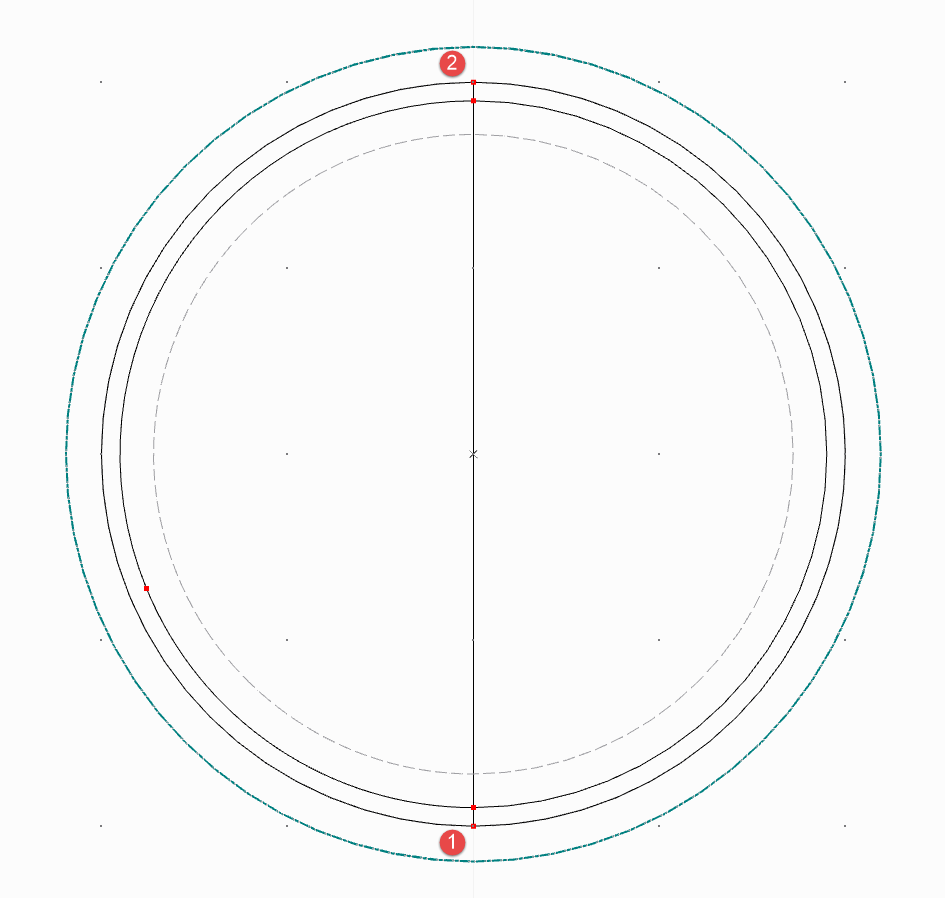 Línea auxiliar para conectar los círculos
