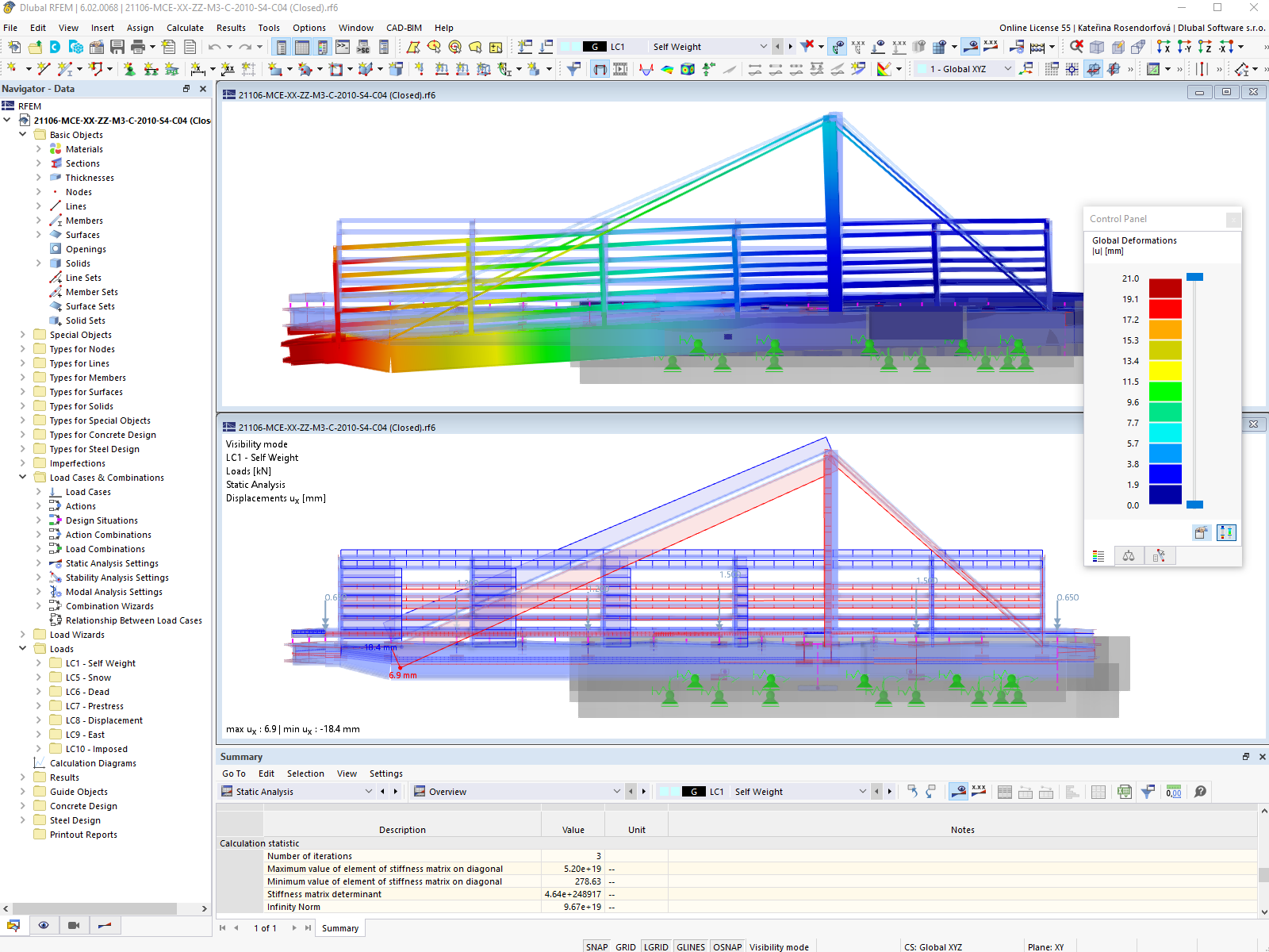 Modelo de RFEM de puente giratorio Airedale en estado cerrado