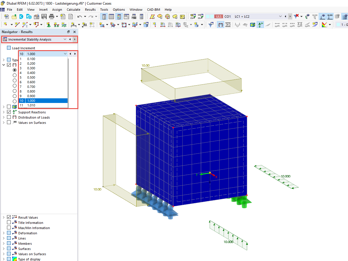 FAQ 005397 | ¿Puedo aumentar gradualmente la carga en RFEM 6 o RSTAB 9?