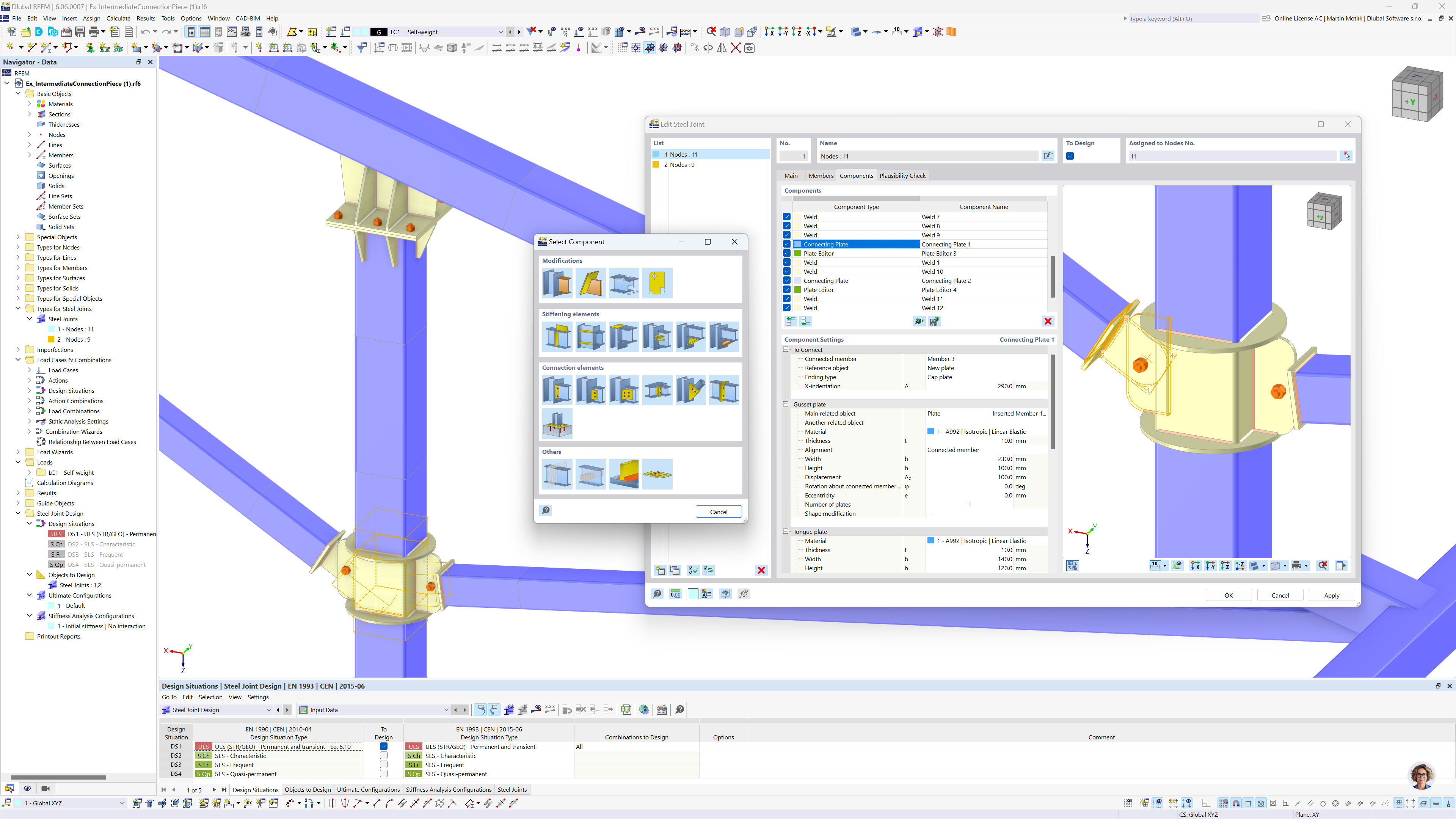 Complemento "Uniones de acero para RFEM 6" | Biblioteca de componentes