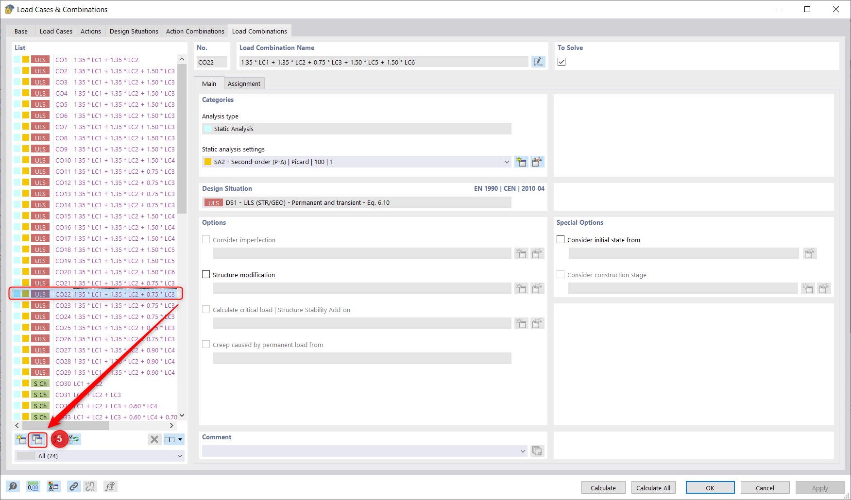 Pregunta frecuente 005407 | ¿Cómo puedo calcular un elemento solo para las combinaciones de carga seleccionadas en RFEM 6?