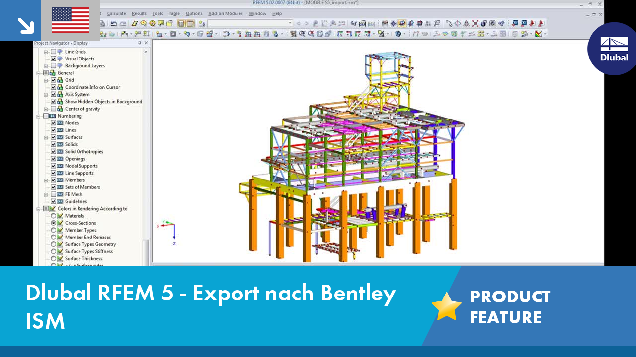 Dlubal RFEM 5 función de exportación a Bentley ISM para ingenieros