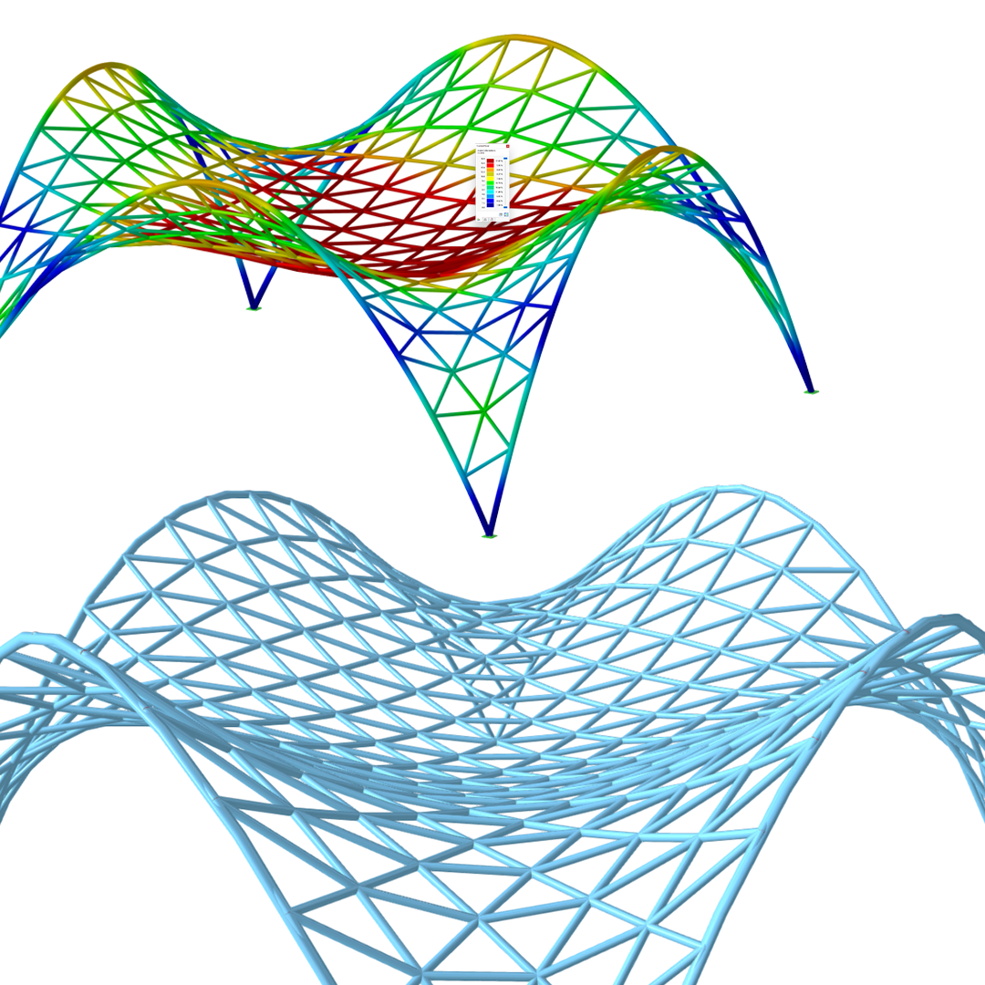 Estructura de acero con vigas \n en forma de arco