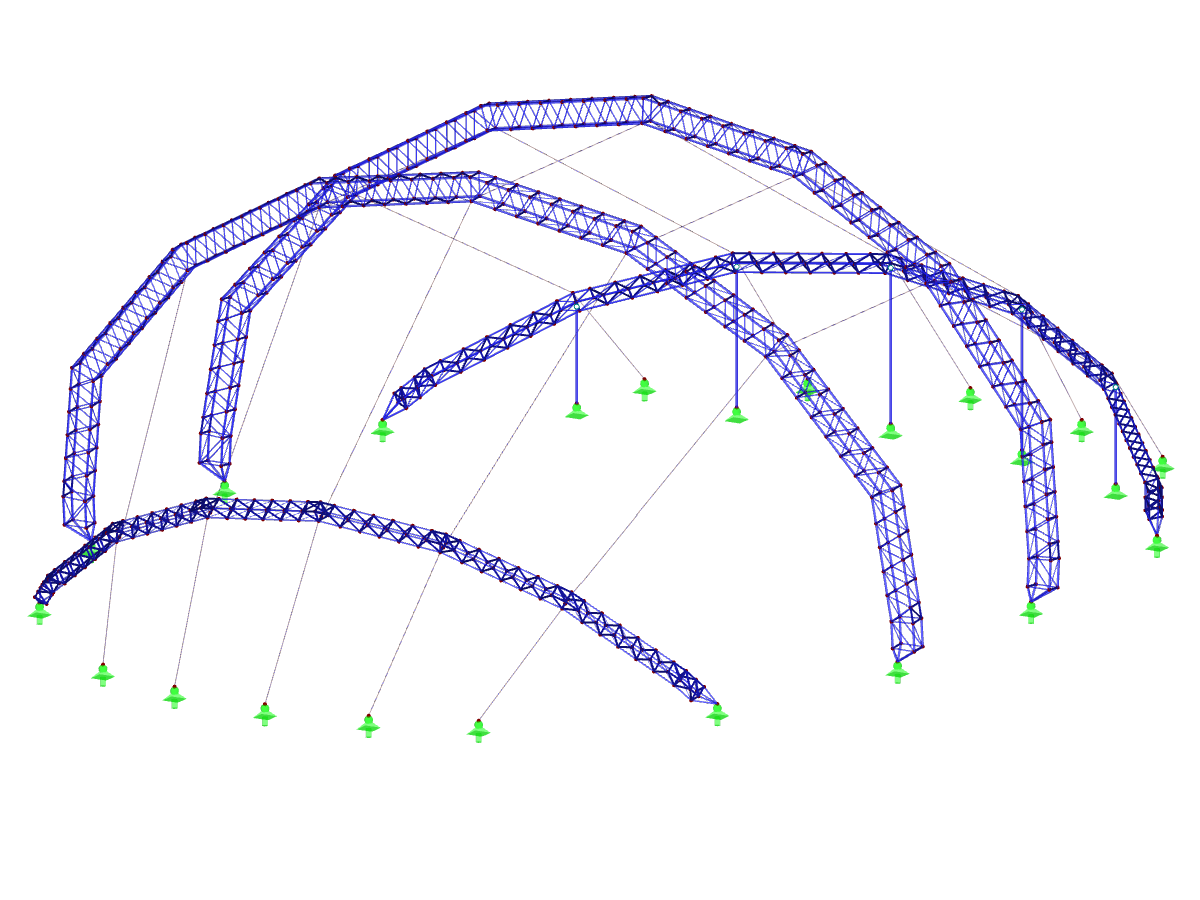 Modelo en 3D de la estructura principal en RFEM (© formTL)