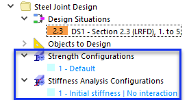 Configuraciones de análisis de resistencia y rigidez predeterminadas