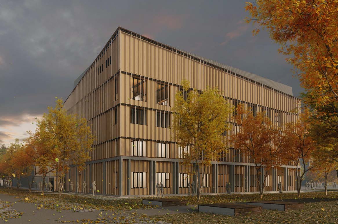 Visualización del edificio del laboratorio en Garching, cerca de Múnich, Alemania | © Lang Hugger Rampp Architects