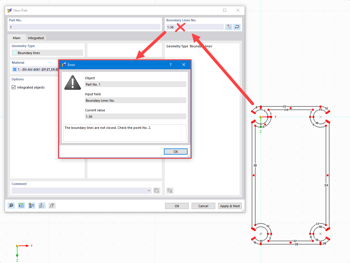 FAQ 005563 | Recibo un error de que mis líneas de contorno no están cerradas en RSECTION 1.