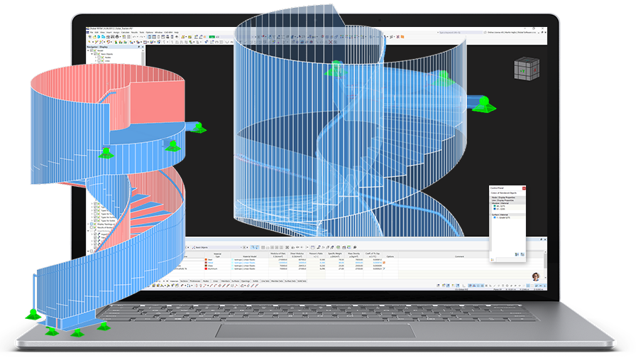 Soluciones de RFEM 6 Banner para estructuras de escaleras