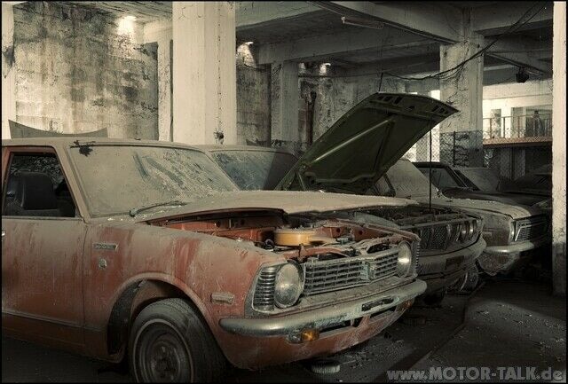 Hoy en día, son los coches clásicos los que nunca han tenido dueño: Coches nuevos en el aparcamiento subterráneo de Varosha (Fuente: camido/www.engine-talk.de).