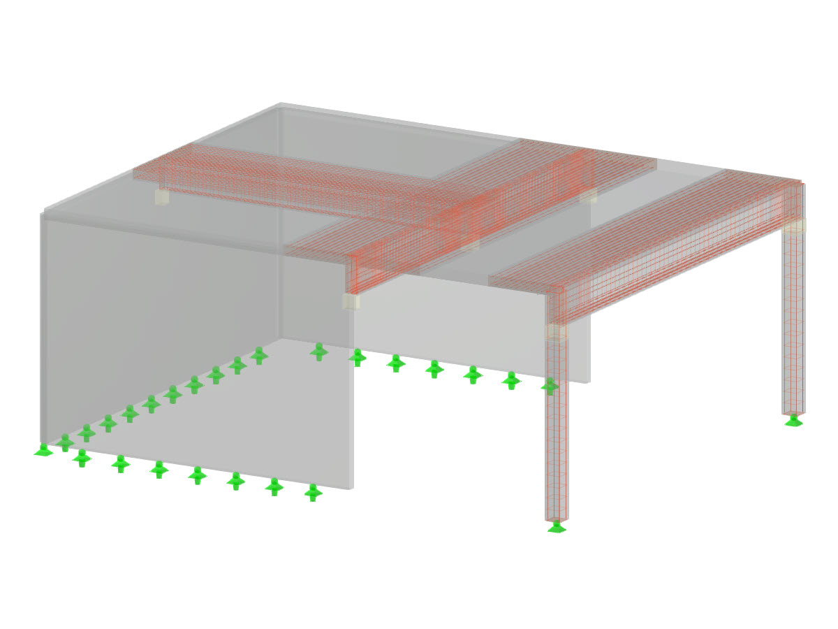 Modelo 000000 | Vigas en una estructura con apoyos de cálculo