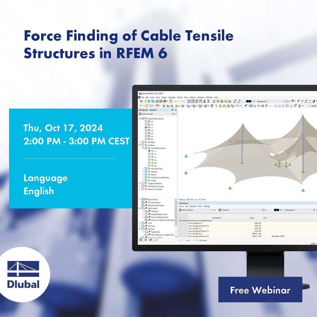 Determinación de fuerzas de estructuras de cables tensadas en RFEM 6