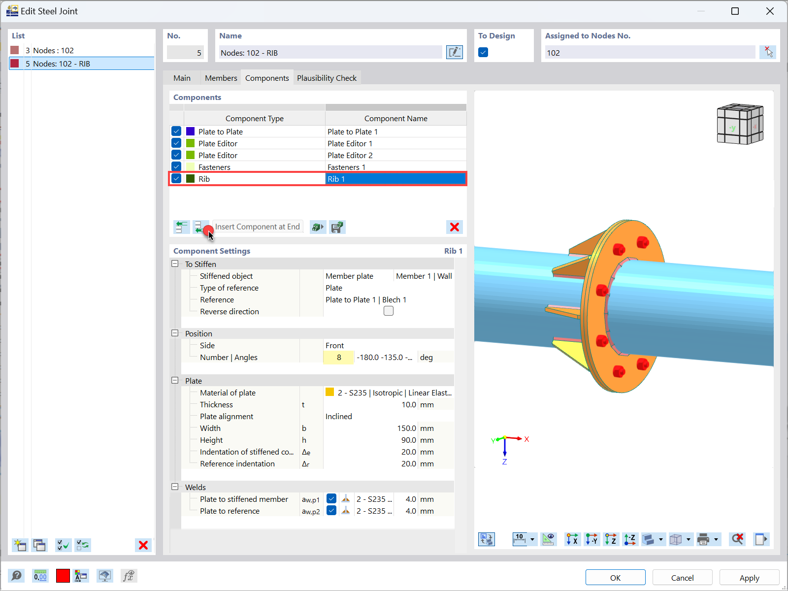 Modelado con componente "Nervio": Primer componente