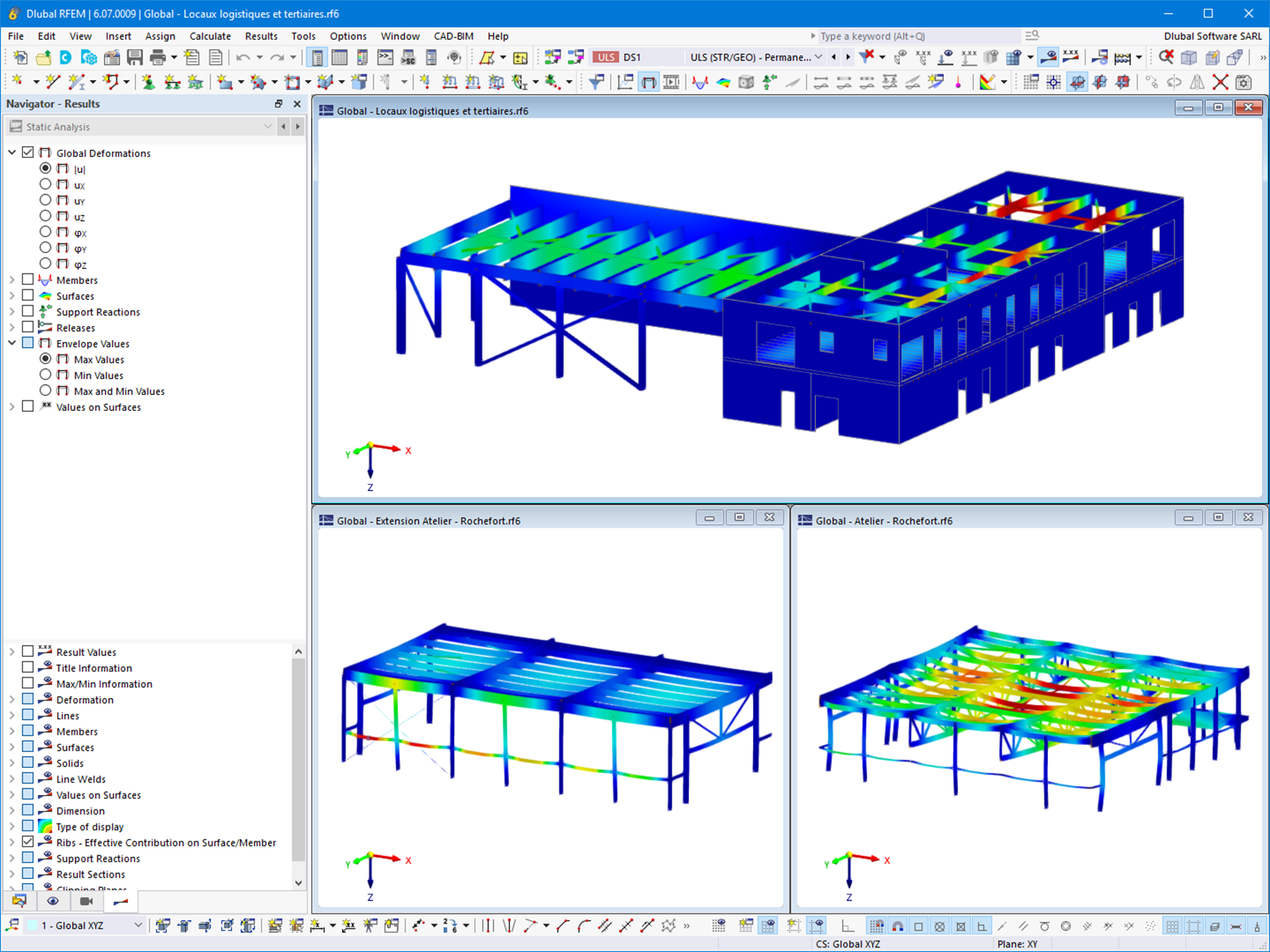 Deformación del modelo de RFEM del lugar de fabricación | © LCA Construction Bois