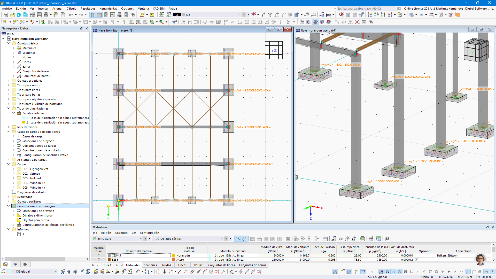 Cimentaciones de hormigón para RFEM 6