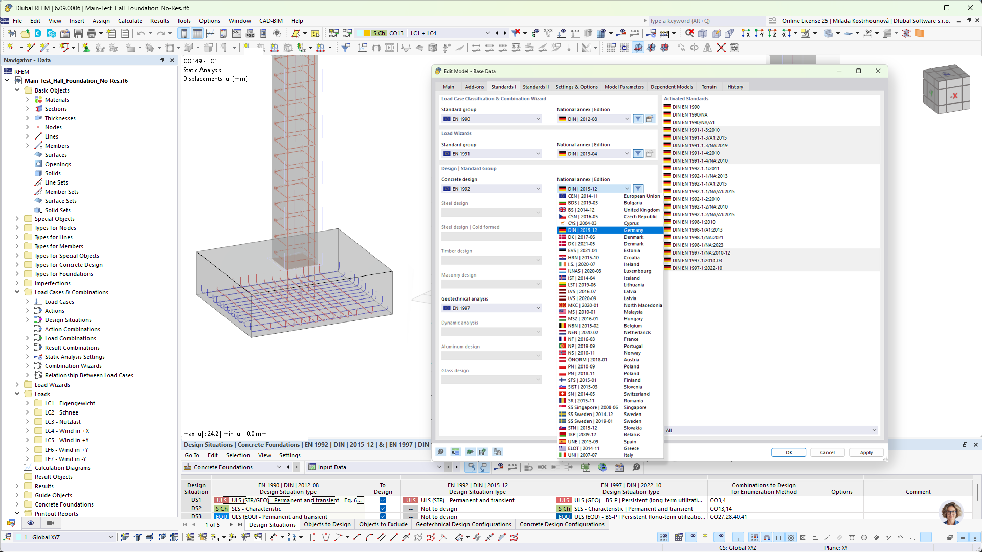 Cimentaciones de hormigón para RFEM 6 | Normativa