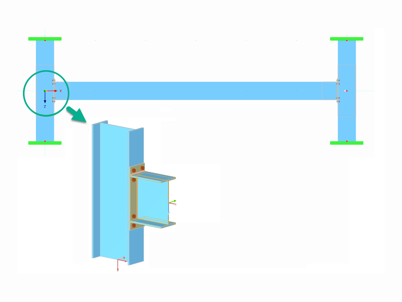 Análisis estructural de una conexión de placa final en software Dlubal