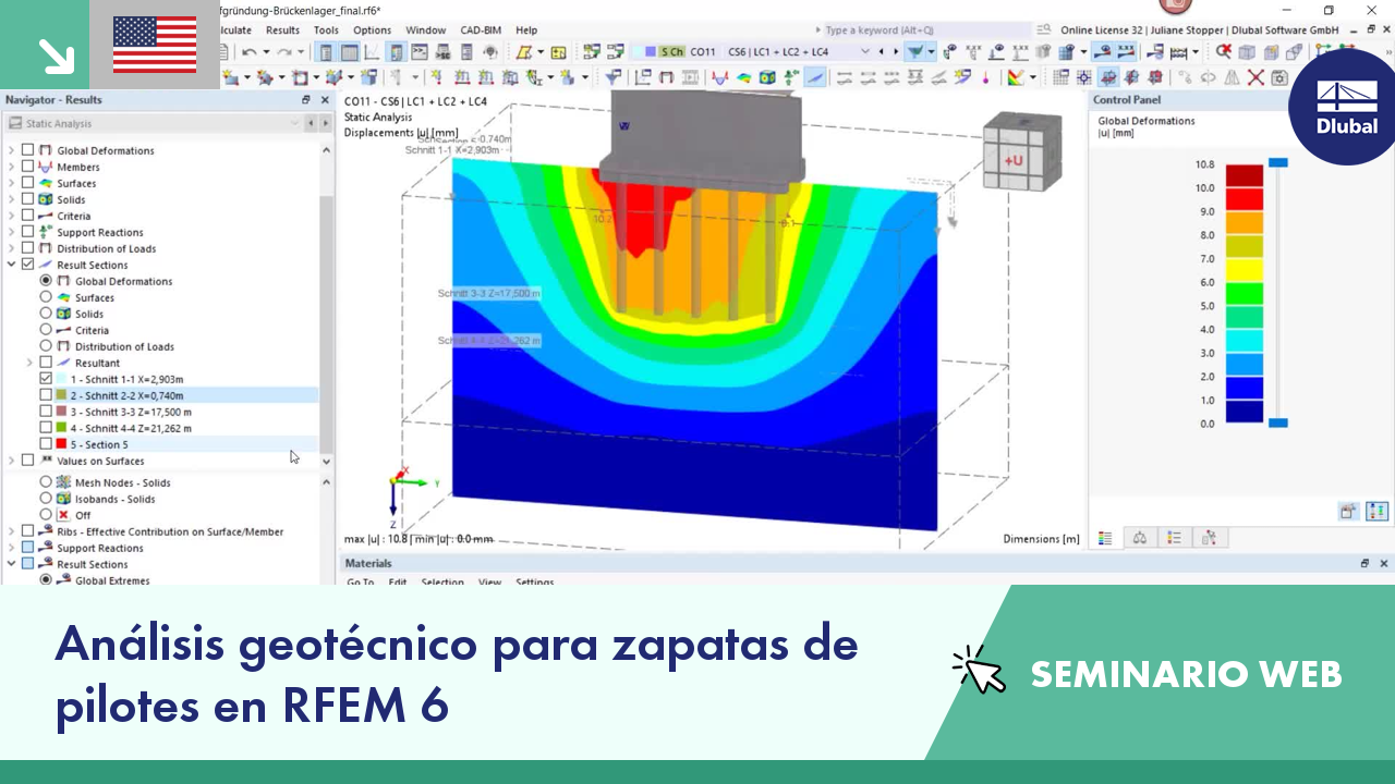 Webinar de análisis geotécnico sobre cimentaciones de pilotes utilizando el software RFEM 6.