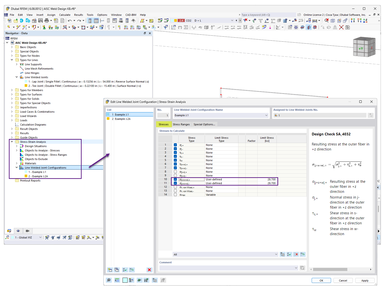 KB 001925 | Diseño de Soldadura de Filete AISC en RFEM 6