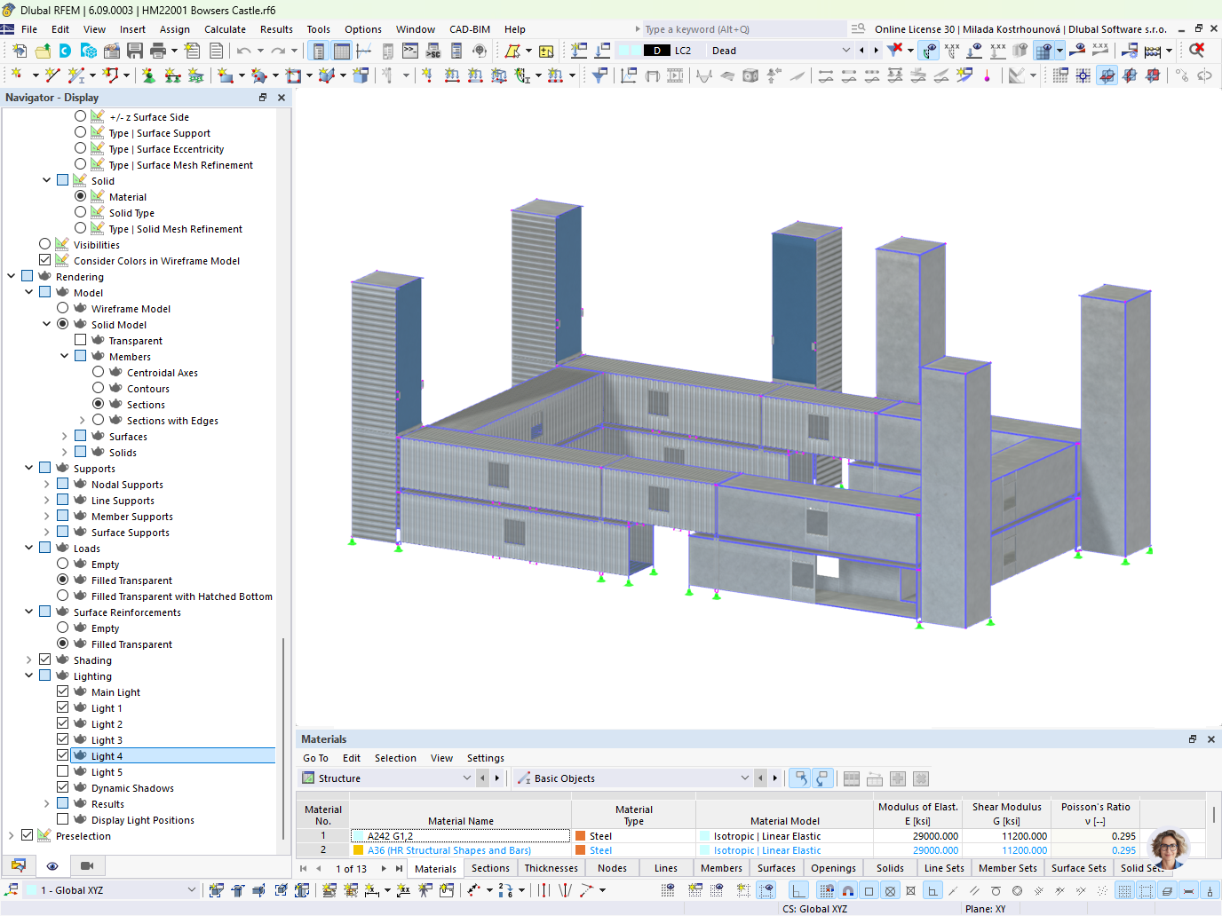 Modelo completo de contenedores ISO para arena de paintball en RFEM | © Modular Structural Consultants, LLC