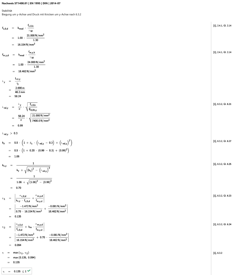 Verificación de estabilidad de tablón de panel de madera según Eurocódigo 5