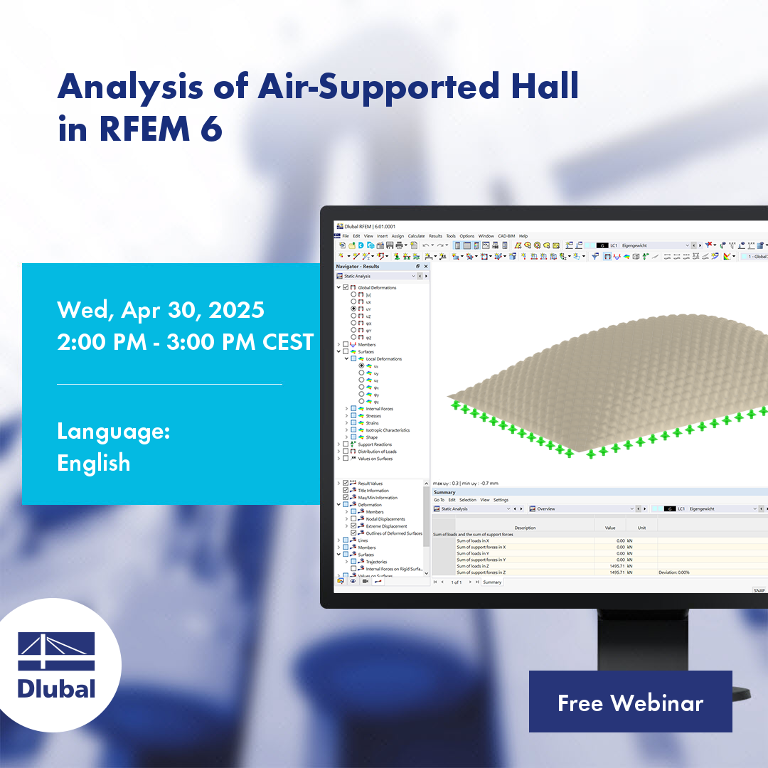 Análisis de pabellón \n de estructura neumática en RFEM 6