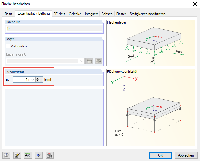 Eingabe exzentrischer Flächen in RFEM