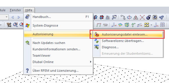 Autorisierungsdatei einlesen