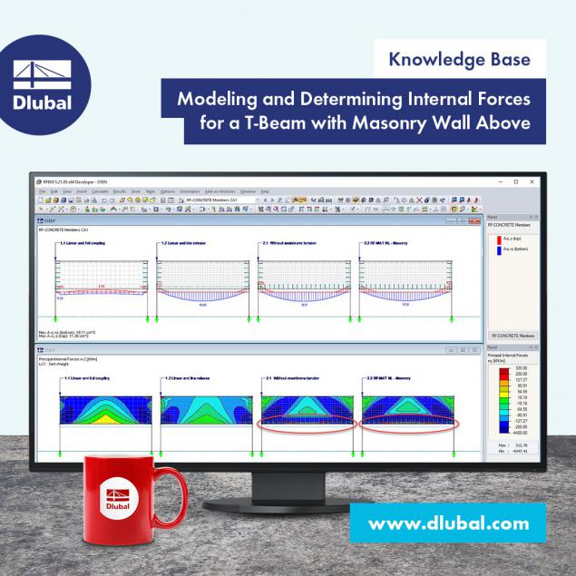 Modeling and Determining Internal Forces for a T-Beam with Masonry Wall Above