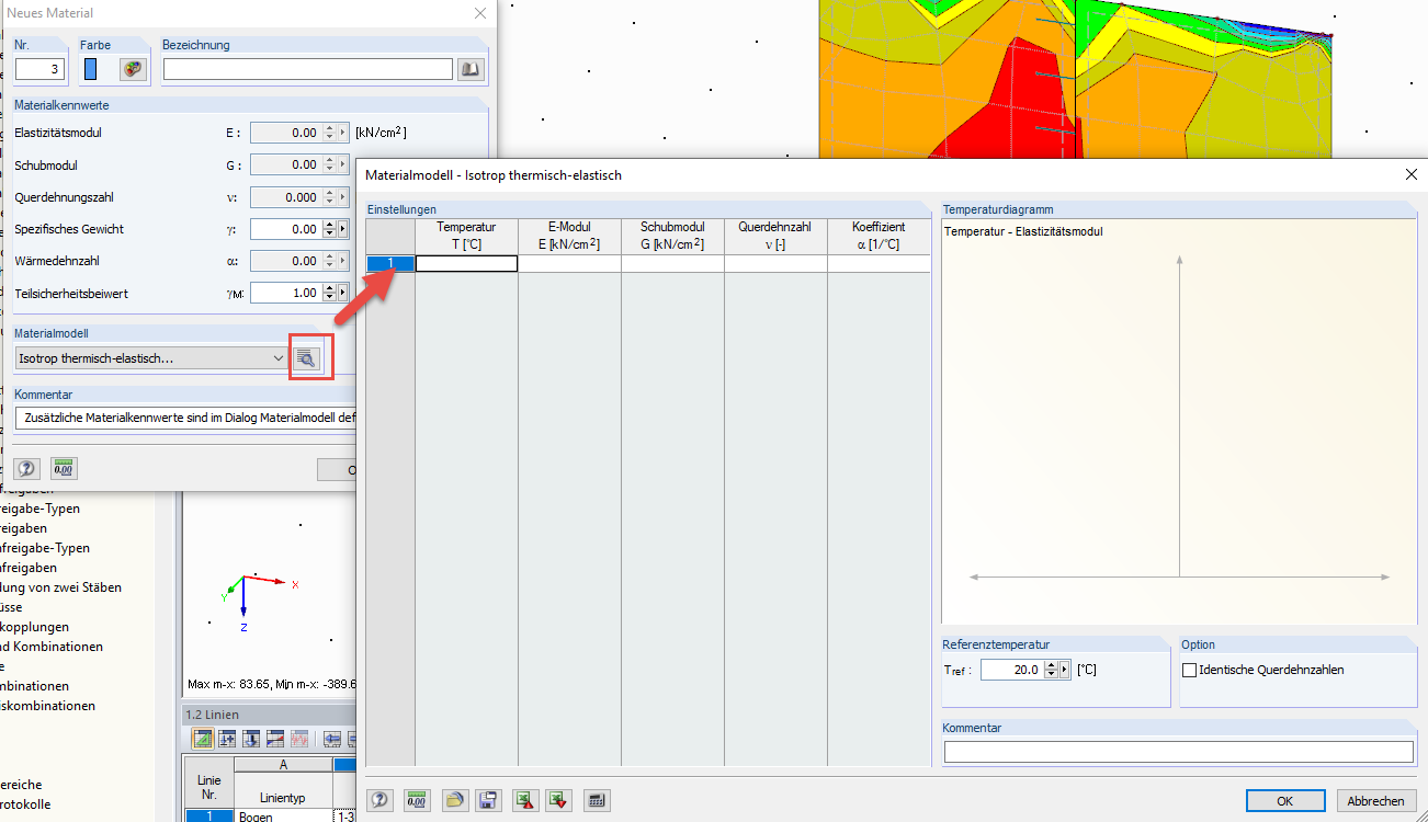 Thermoelastisches Material in RFEM, Eingabe Temperaturverlauf