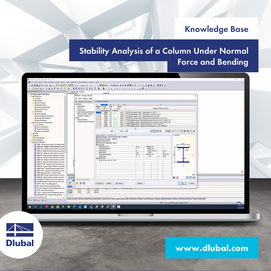 Stability Analysis of a Column Under Normal Force and Bending