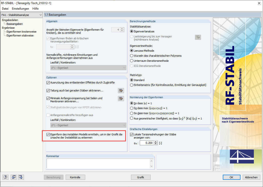 RF-STABIL, Kinematische Systeme finden