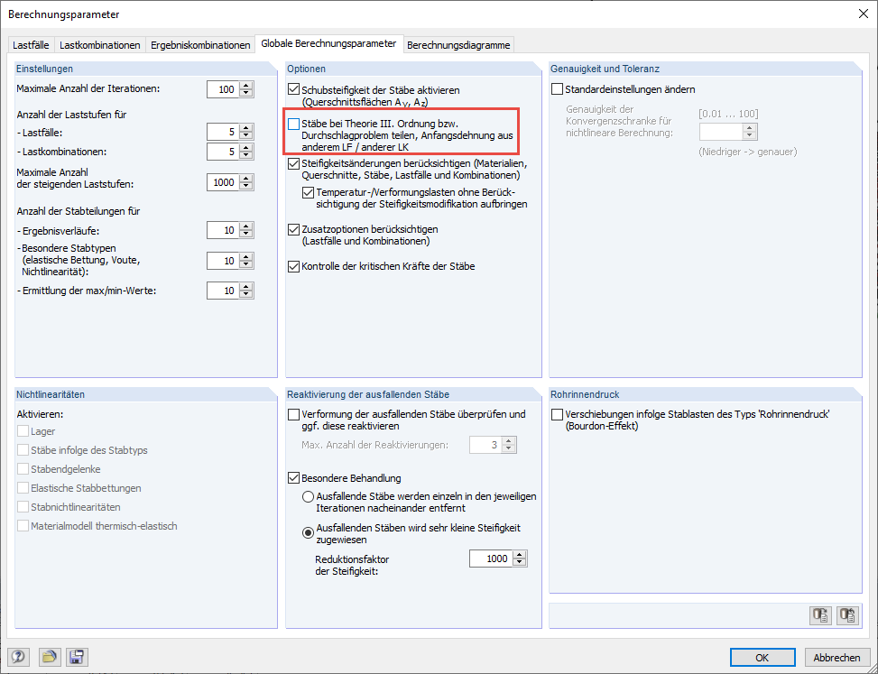 Berechnungsparameter RSTAB 8