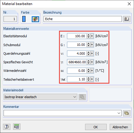 Materialdaten