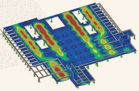 Modell in RFEM mit Ergebnissen