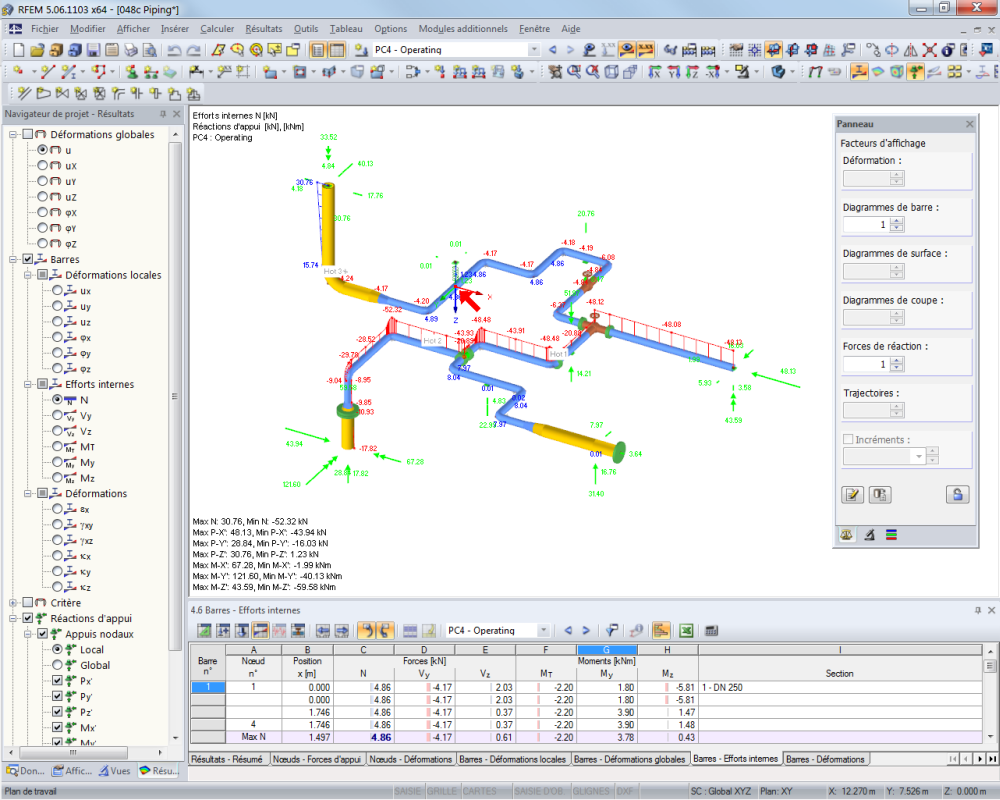 Calcul des efforts internes d'une canalisation dans RFEM