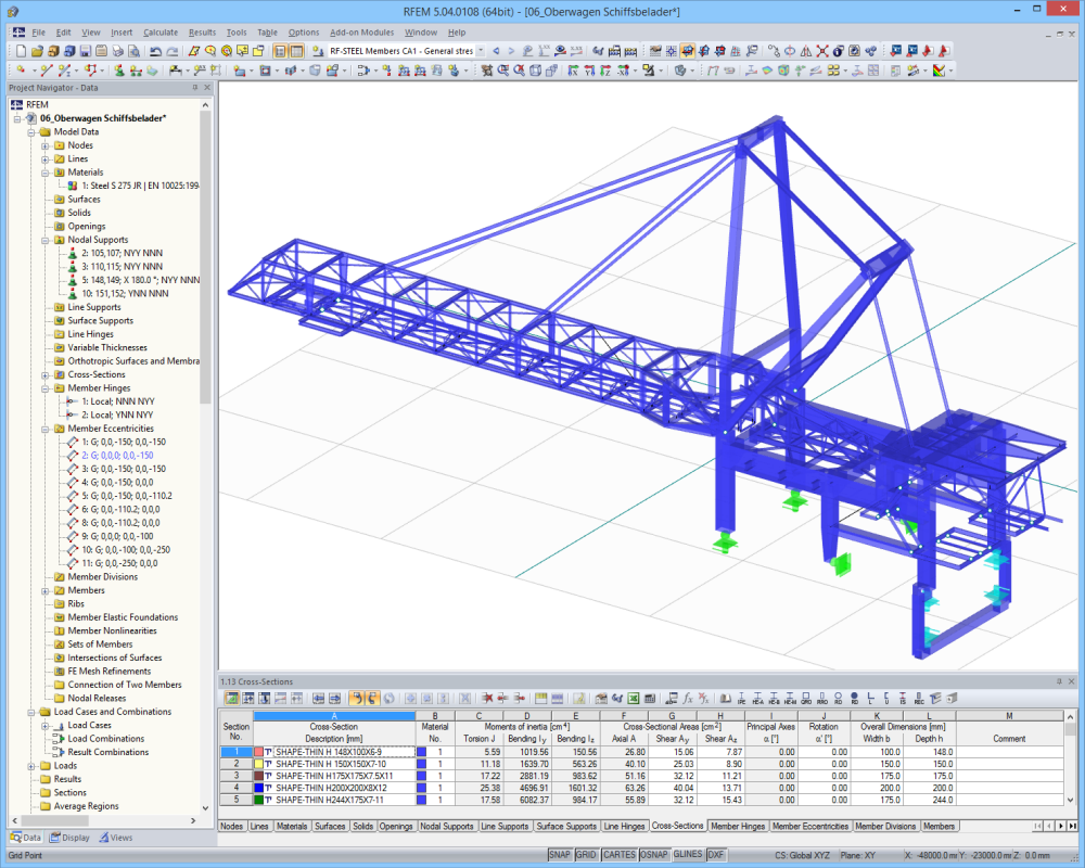 Chargeur de navire | Réalisé avec RFEM par Ingenieurbüro Ehlenz, Beckingen, Allemagne | www.ibehlenz.de