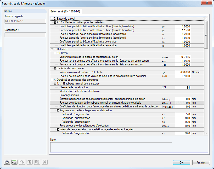 Parameter des Nationalen Anhangs