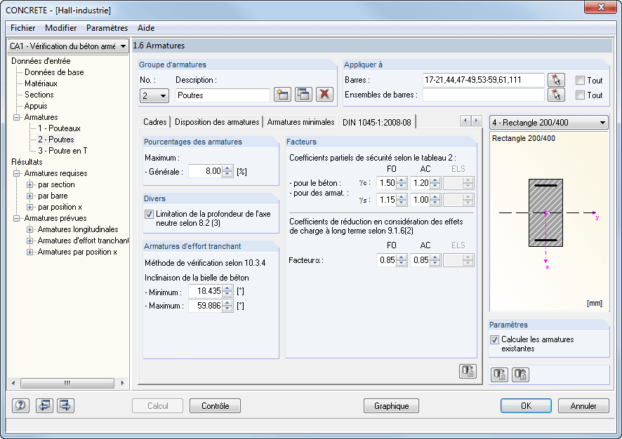 Maske 1.6 Bewehrung - Register DIN 1045-1