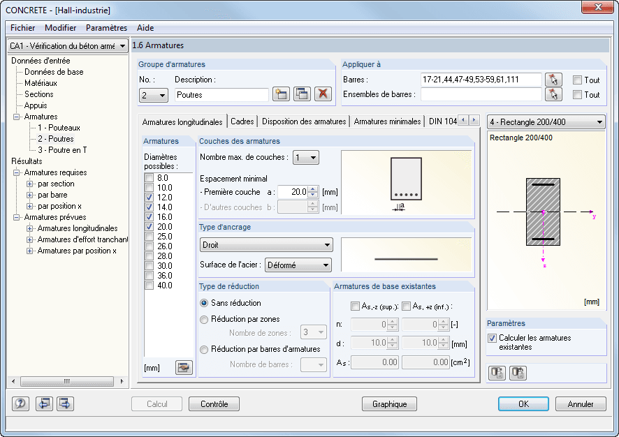 Maske 1.6 Bewehrung - Register Längsbewehrung