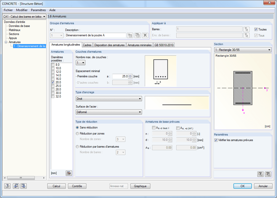 Maske 1.6 Bewehrung - Register Längsbewehrung