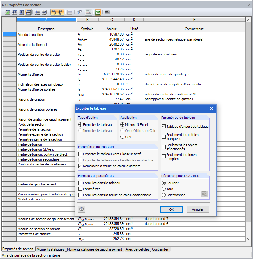 Export der Daten zu MS-Excel