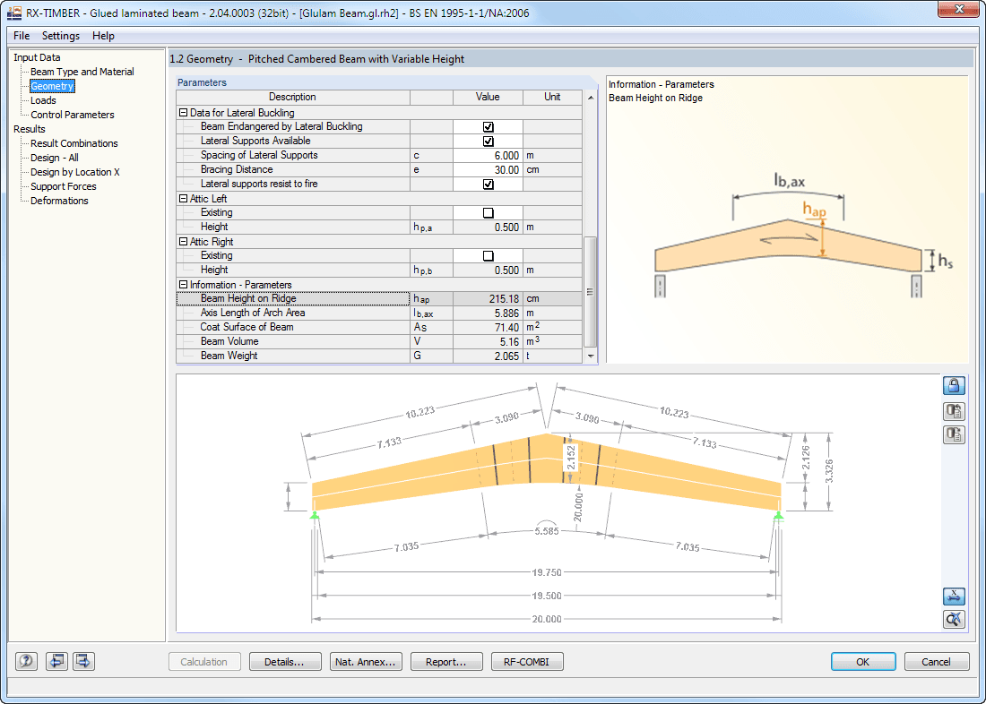 Fenêtre 1.2 Paramètres d'information