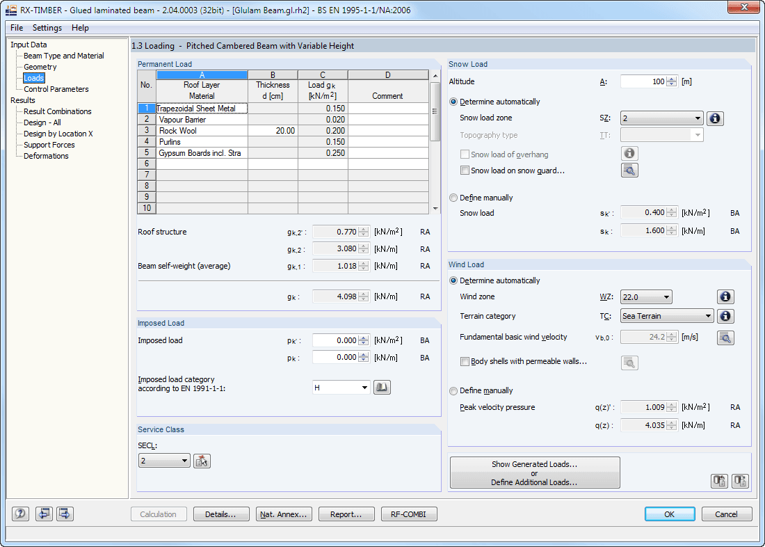 Fenêtre 1.3 Charges