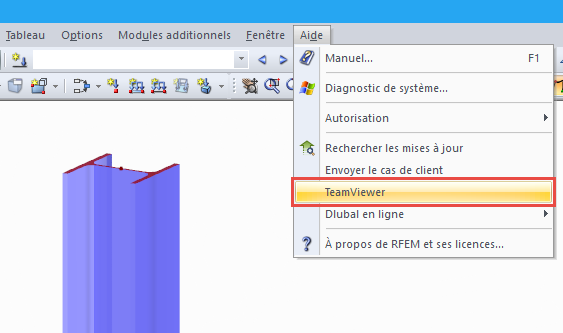 Verlinkung zum TeamViewer im Hilfe-Menü von RFEM und RSTAB