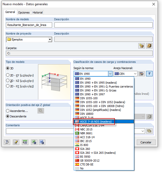 RFEM/RSTAB: Klassifizierung von Lastfällen nach ASCE 7-16 NDS (Holz)