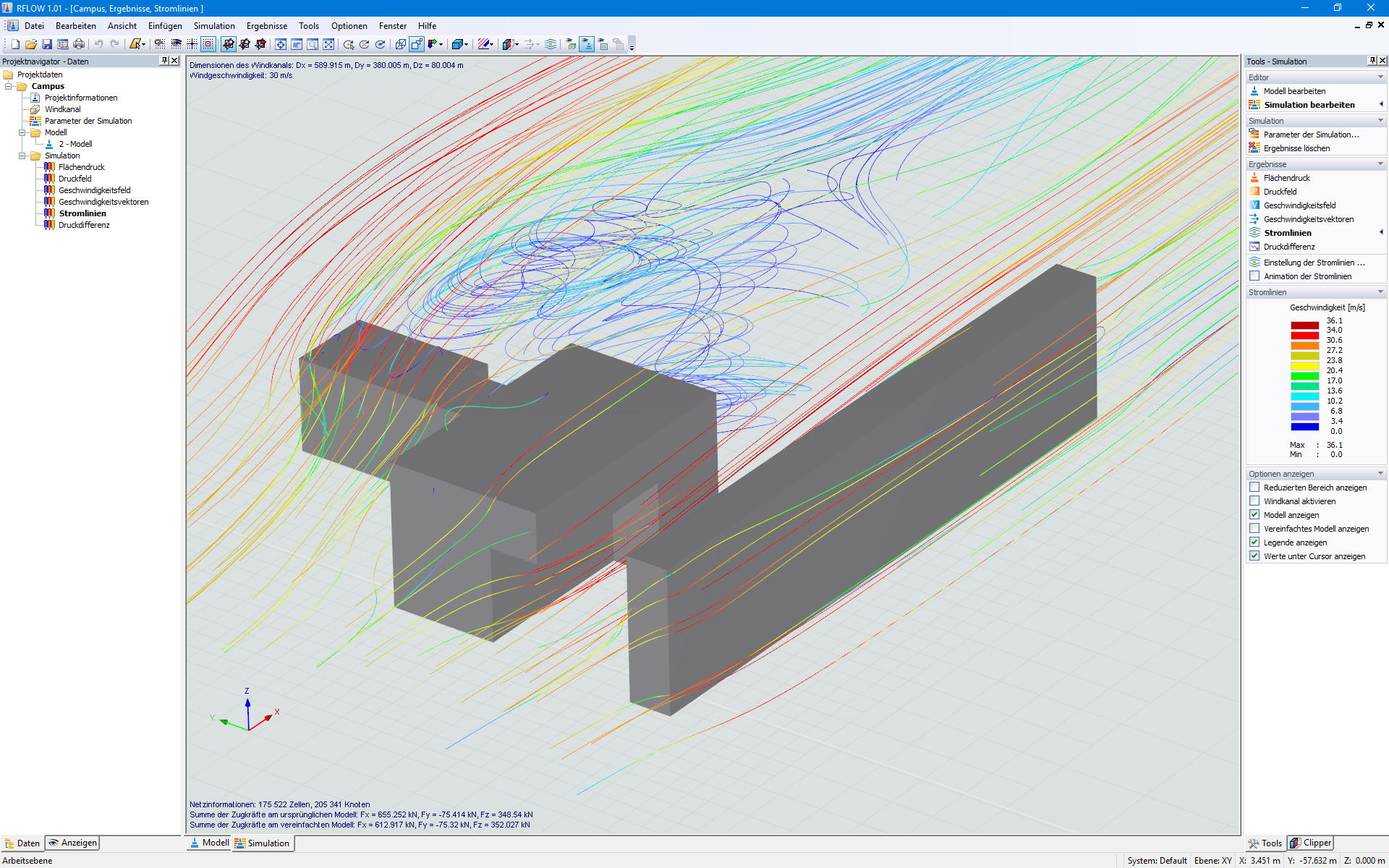 Simulation von Windströmungen im Programm "RWIND Simulation"