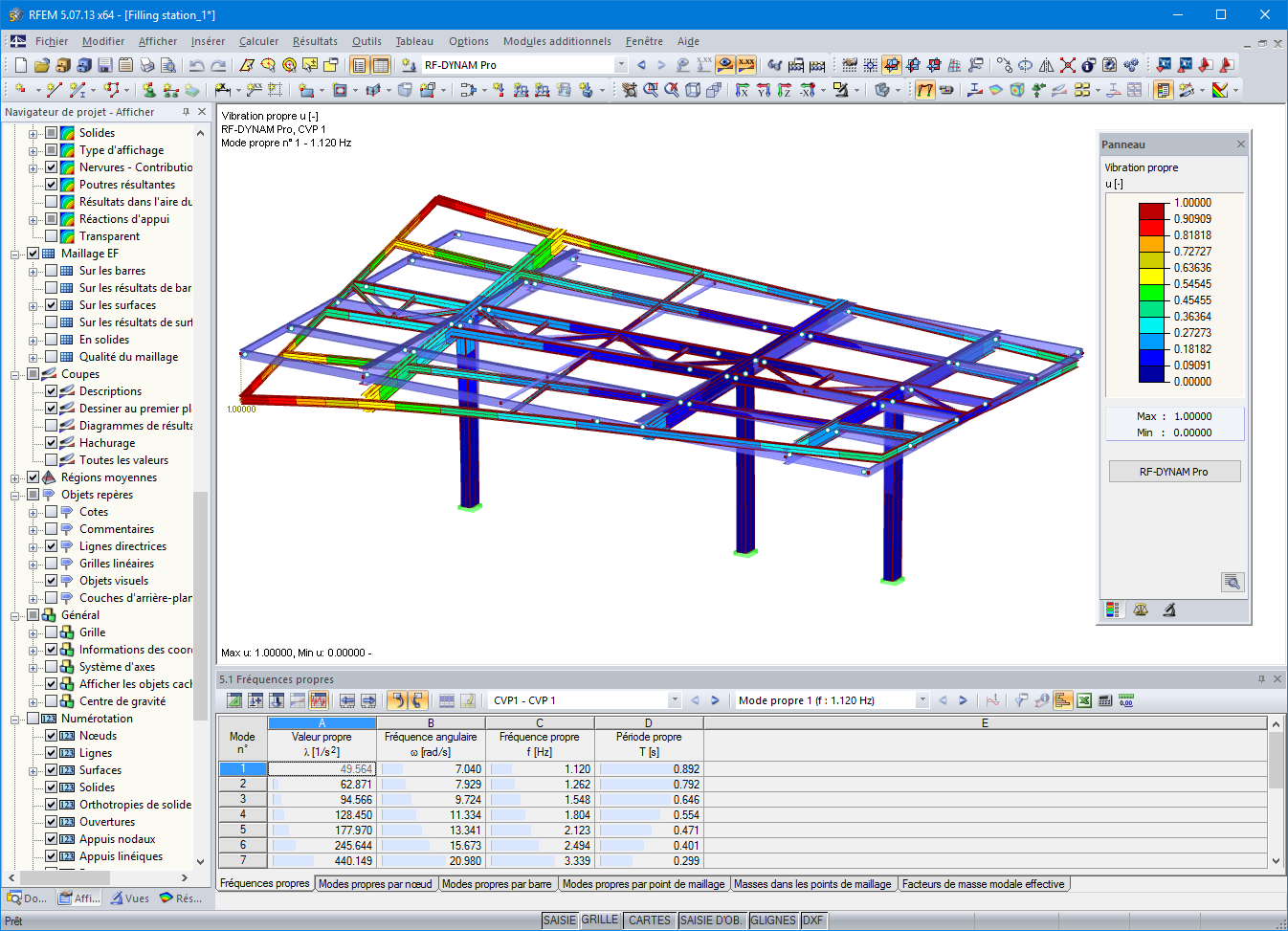 Affichage graphique des modes propres de vibration dans RFEM