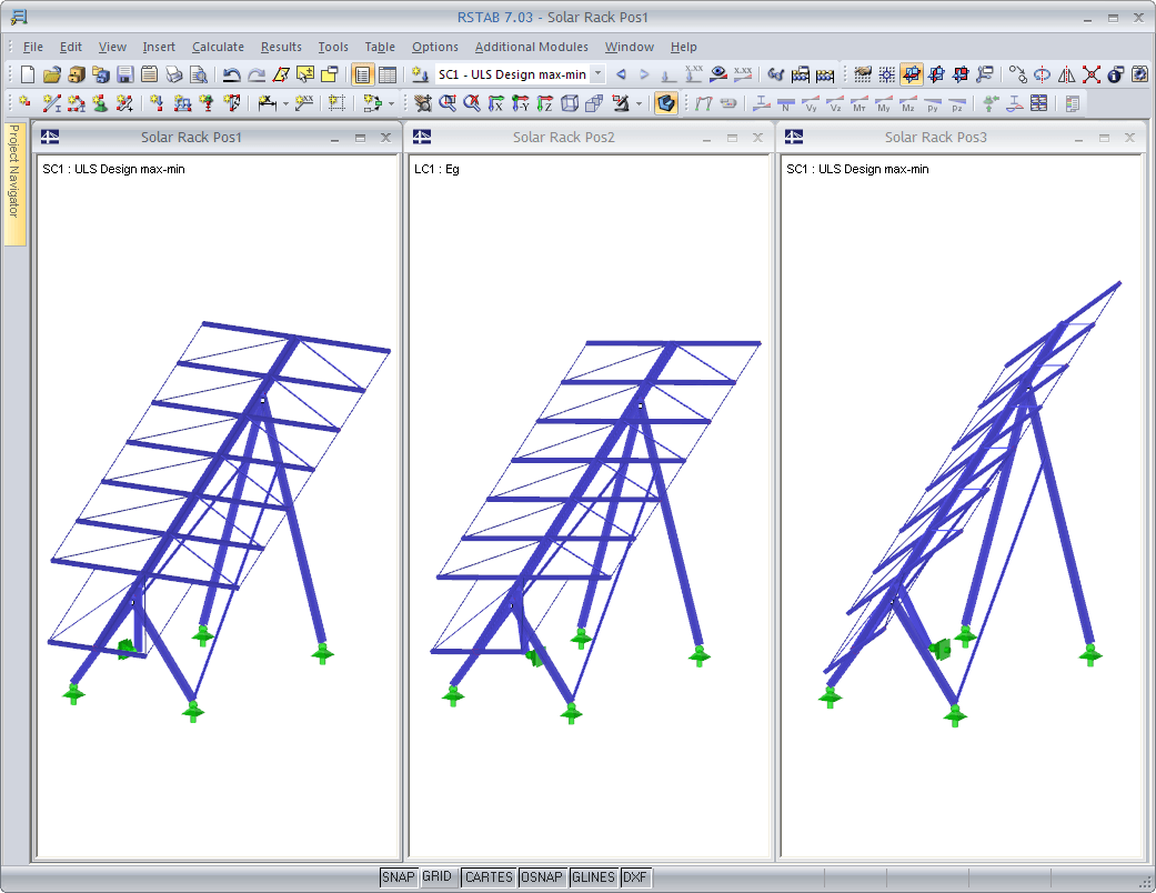 Positions avec différents états de fonctionnement