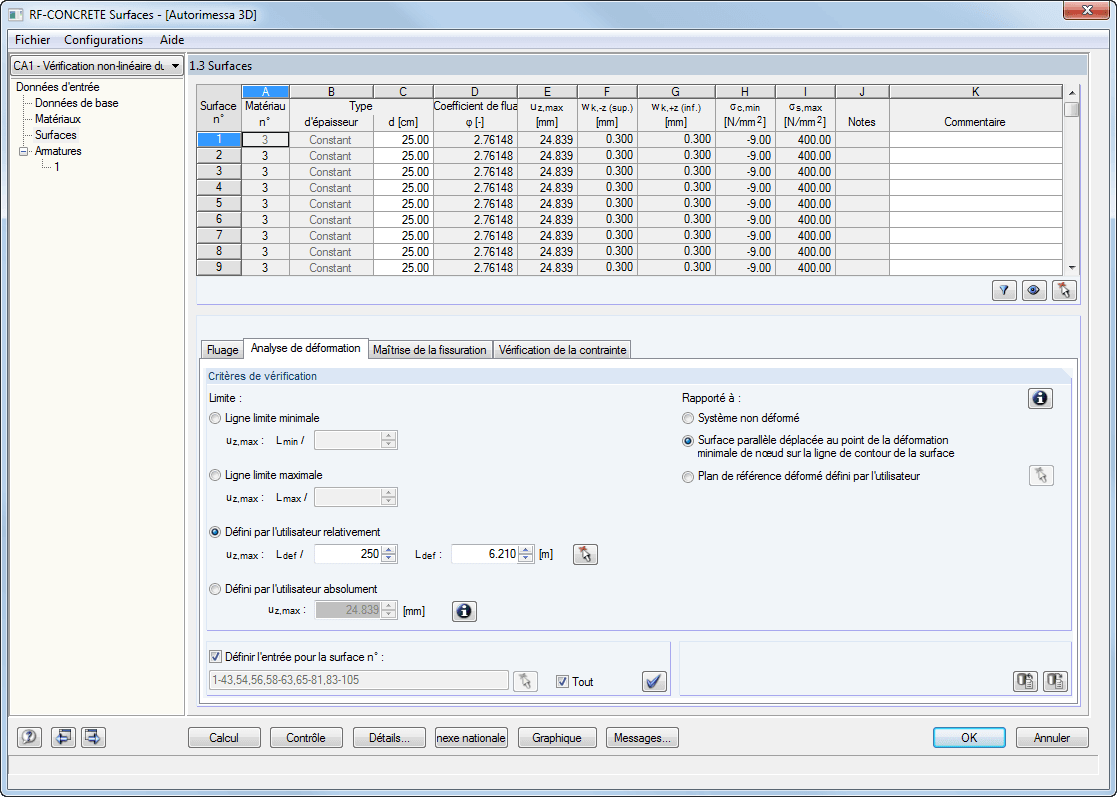 Propriétés de matériau pour le calcul non linéaire